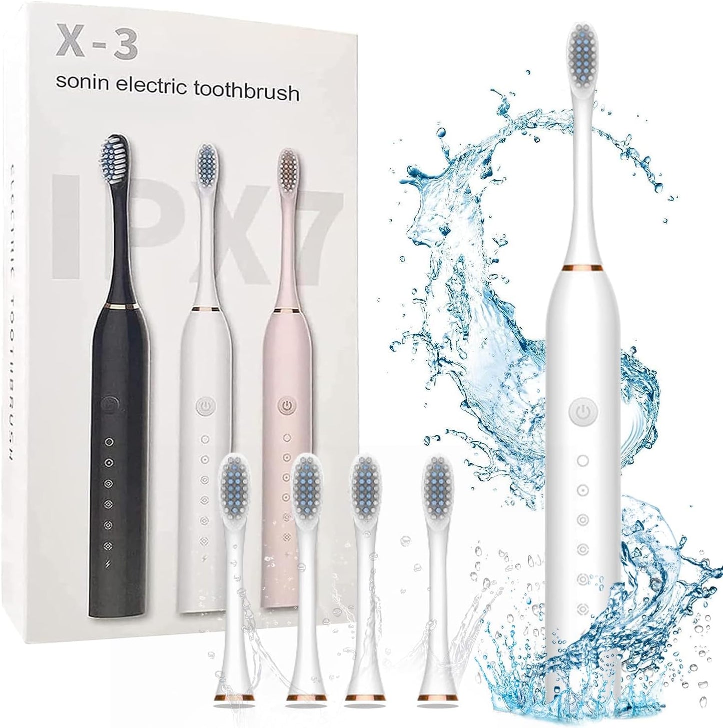 Rechargeable Electric Toothbrush With 2 Extra Heads
