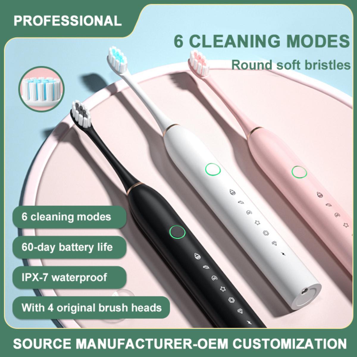 Rechargeable Electric Toothbrush With 2 Extra Heads